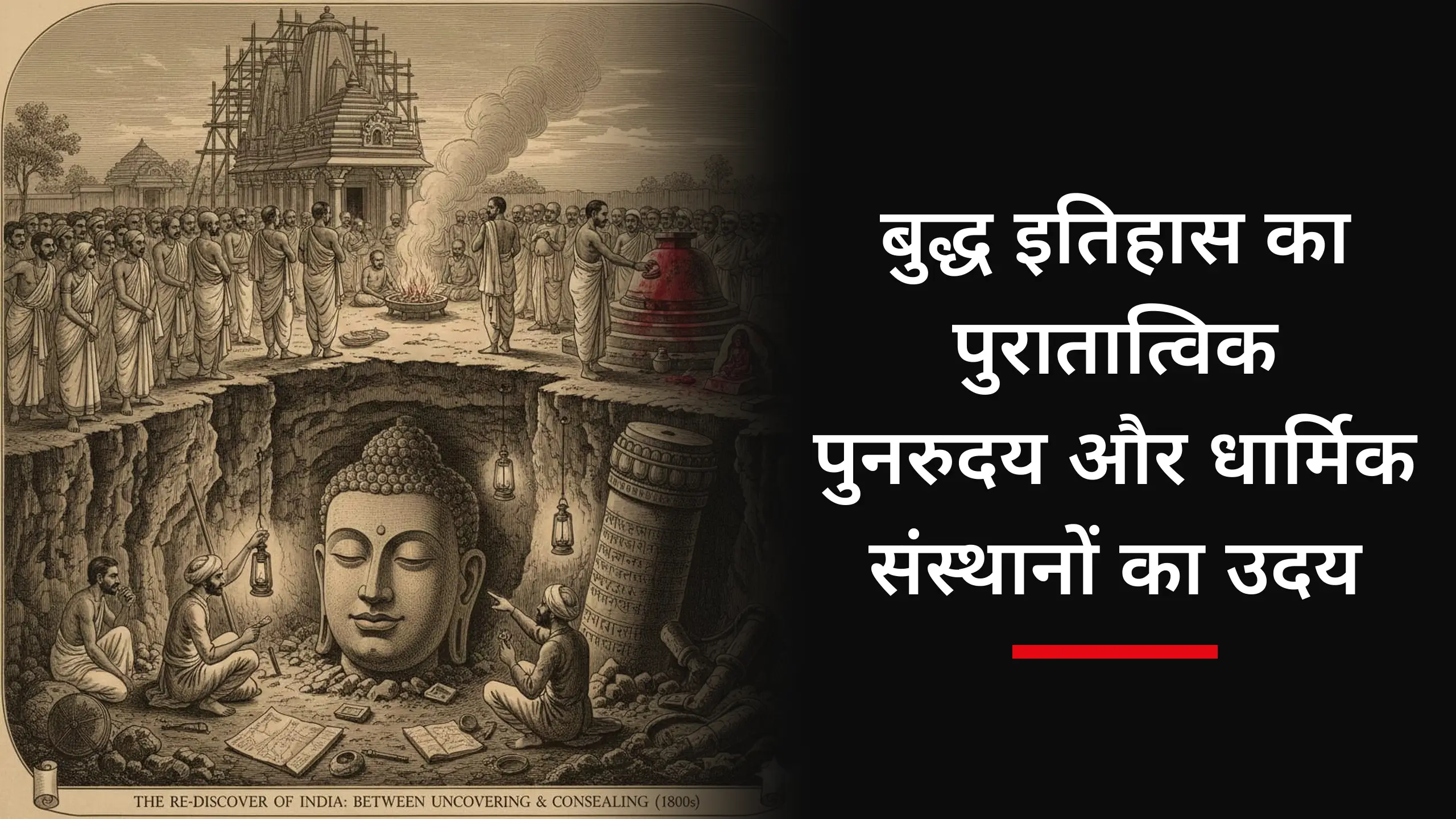 18-19वीं सदी: बुद्ध इतिहास का पुरातात्विक पुनरुदय और धार्मिक संस्थानों का उदय